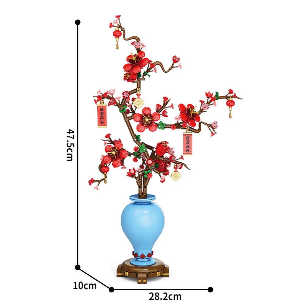 Flower Bouquet Plum Blossom Peach Blossom Narcissus Bonsai Potted Plant Building Blocks Model Home Decoration Toy For Kids Gift