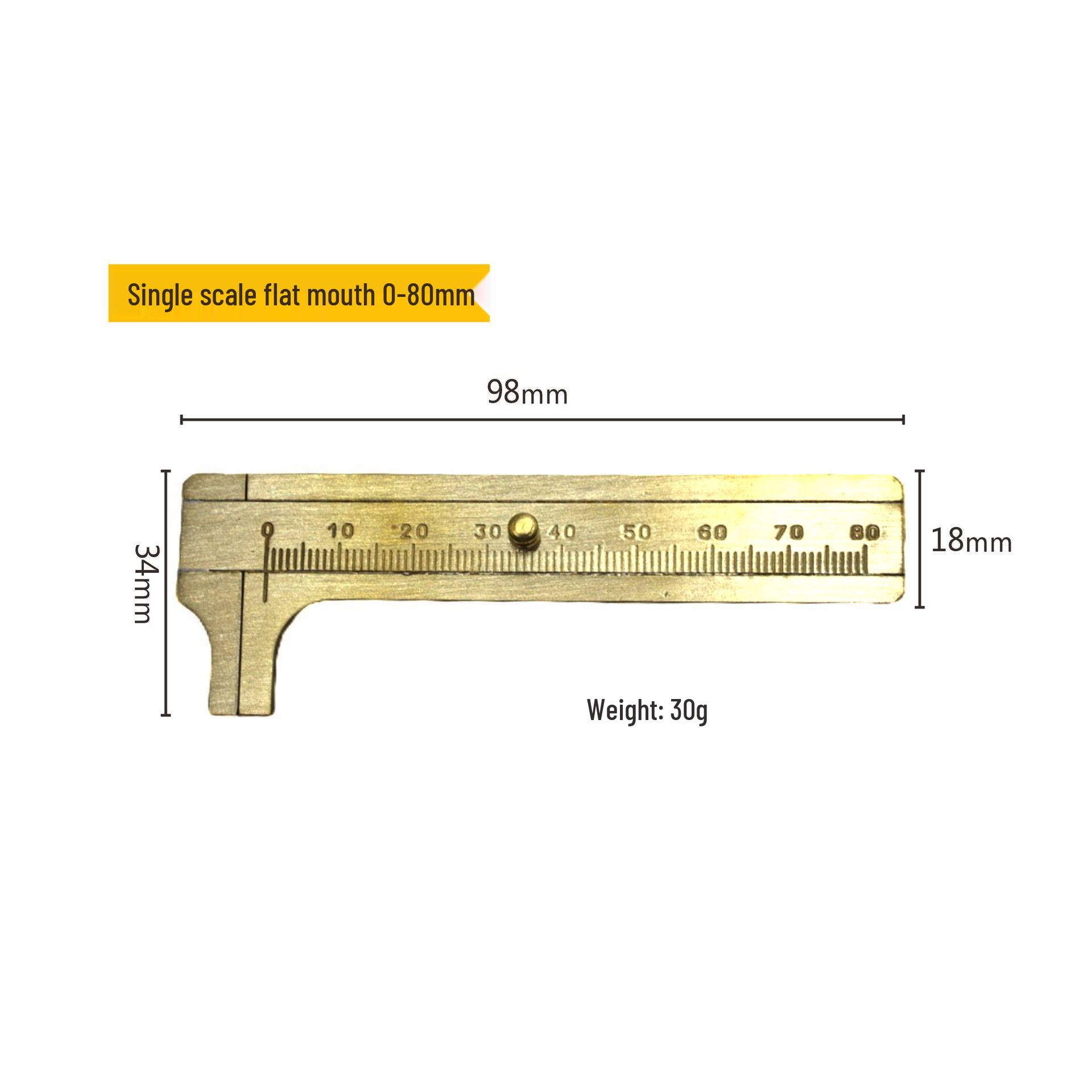 Portable Retro-Style Mini Vernier Caliper: Double-Scale Brass Ruler