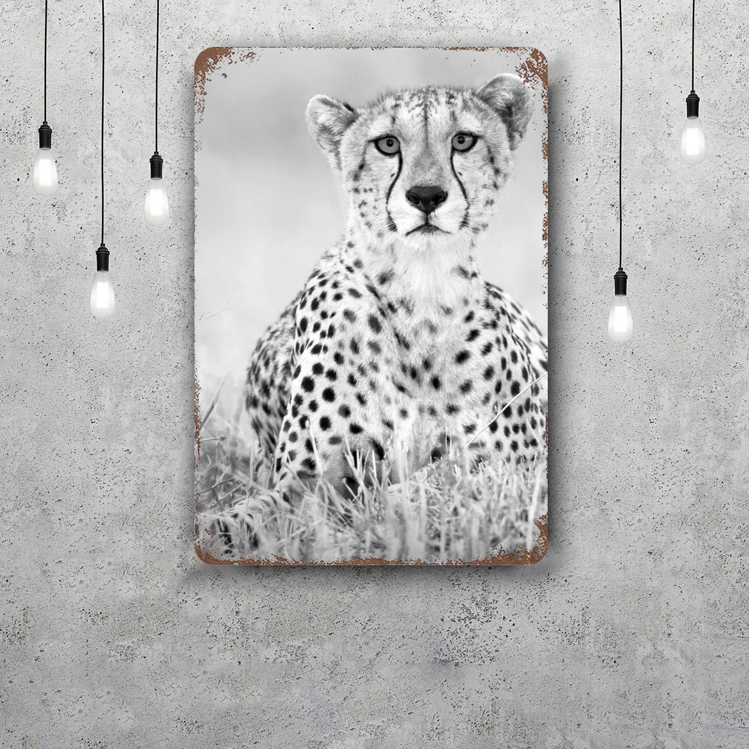 

cheetah print Vintage Metal Tin Signs Posters Decor Retro Metal Plaque Wall Art Decor for Garage Bar 20x30cm（7.8x11.8inch）
