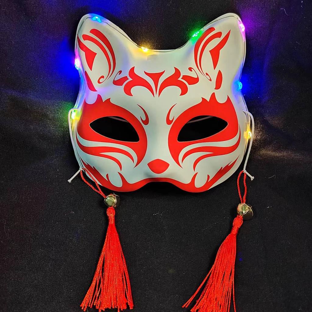 Luminous Cat Fox Mask - Hand-Painted Japanese Style Halloween Party Cosplay for Women