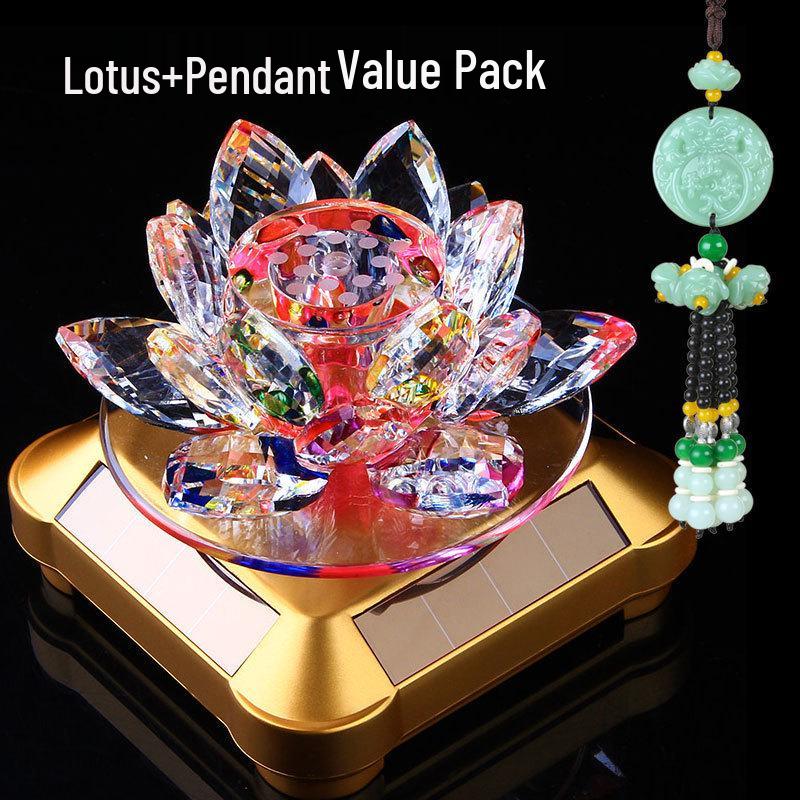 Solar-Powered Rotating Lotus Car Perfume Ornament