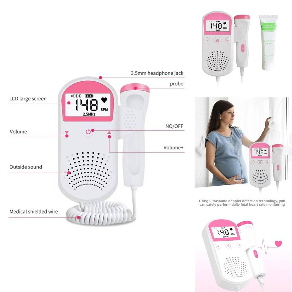 Baby Fetal Doppler Heartbeat Monitor With Sound Enhancement Gel For Expecting Moms