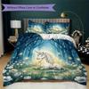 Fantasy Realistic Unicorn Pattern Bedding Uilt Set Uilt Cover Pillowcase Home Decoration Birthday Gift (1 * Duvet Cover + 2 * Pillowcase Without Core)