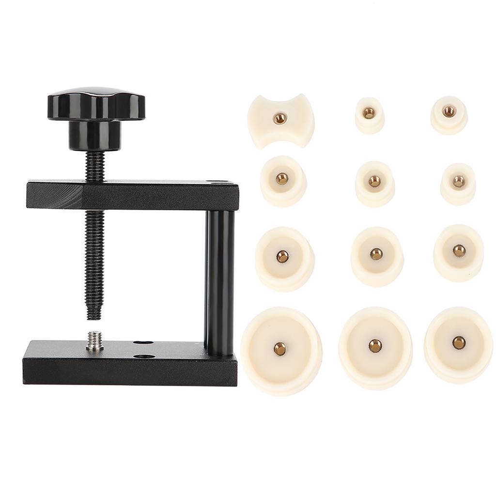 Screw Type Watch Crystal Front Back Case Cover Press Tool with 12 Dies Pressing Repair Kit Tool