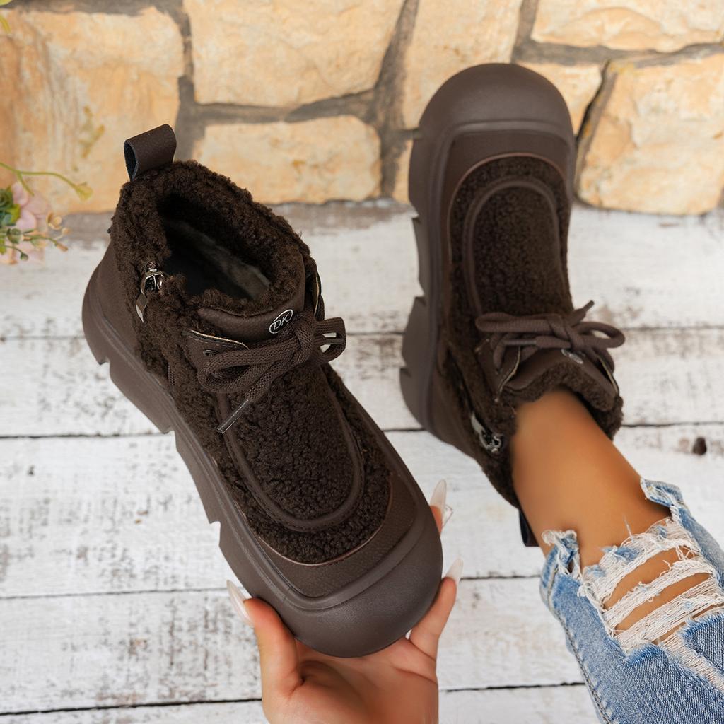 Fleece Thickened Snow Boots Retro Winter New Thick-soled Warm Side Zipper Cotton Shoes
