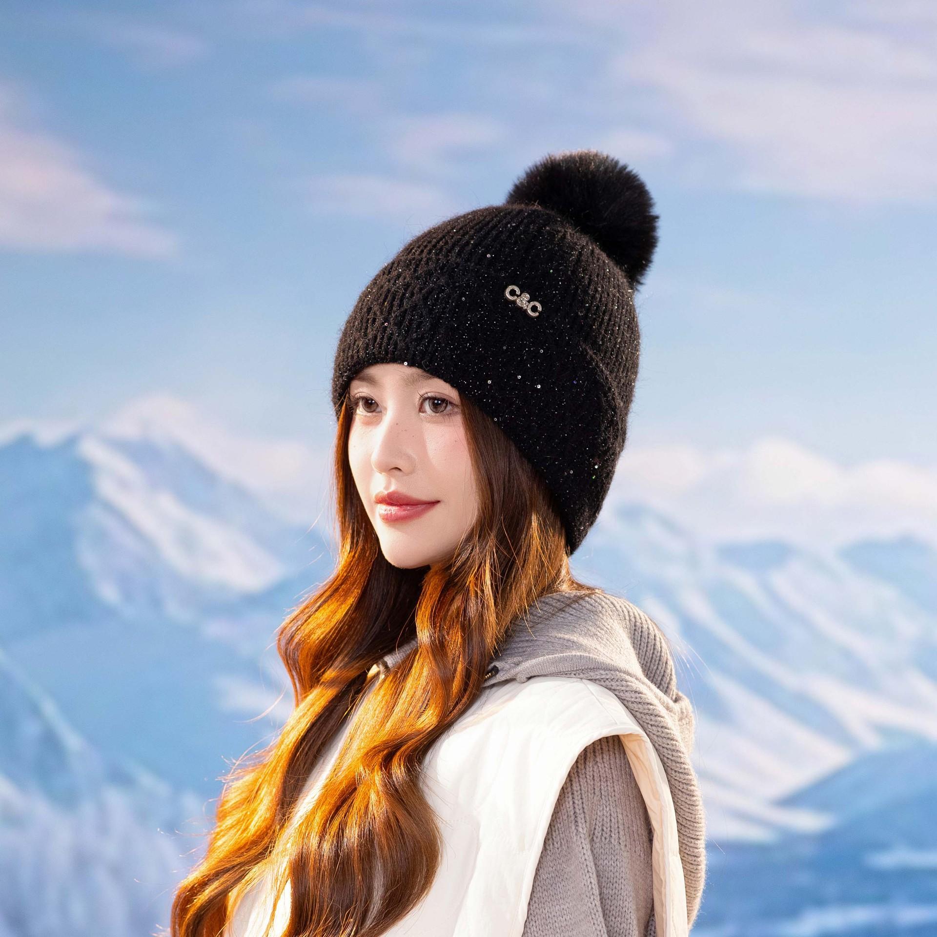 

Женская зимняя теплая вязаная шапка в корейском стиле, модная, универсальная, с плюшевой подкладкой, утолщенная, ветрозащитная, с защитой ушей, шерстяная шапка