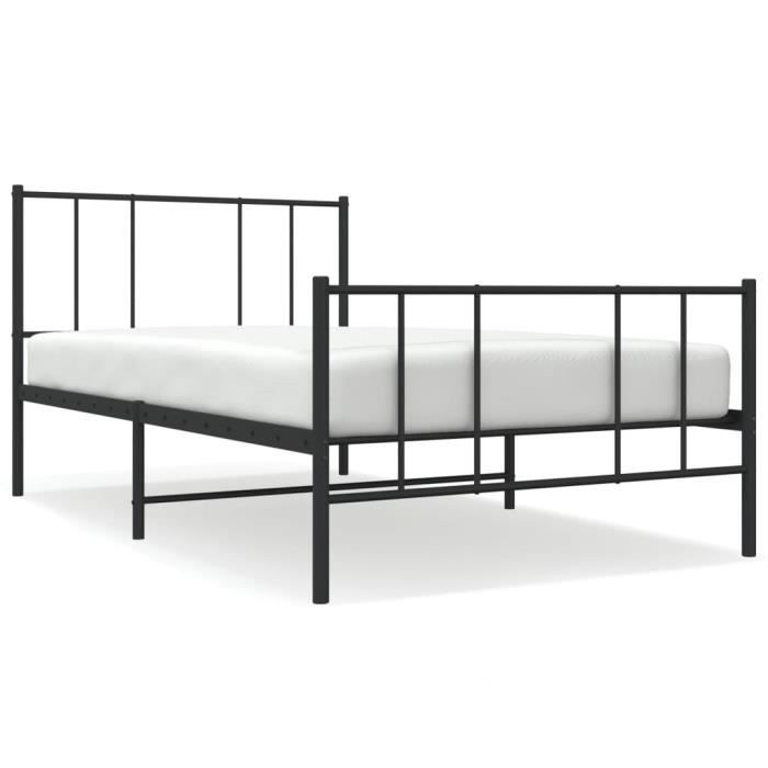 VidaXL Cadre de lit métal avec tête de lit-pied de lit noir 90x190 cm 352490
