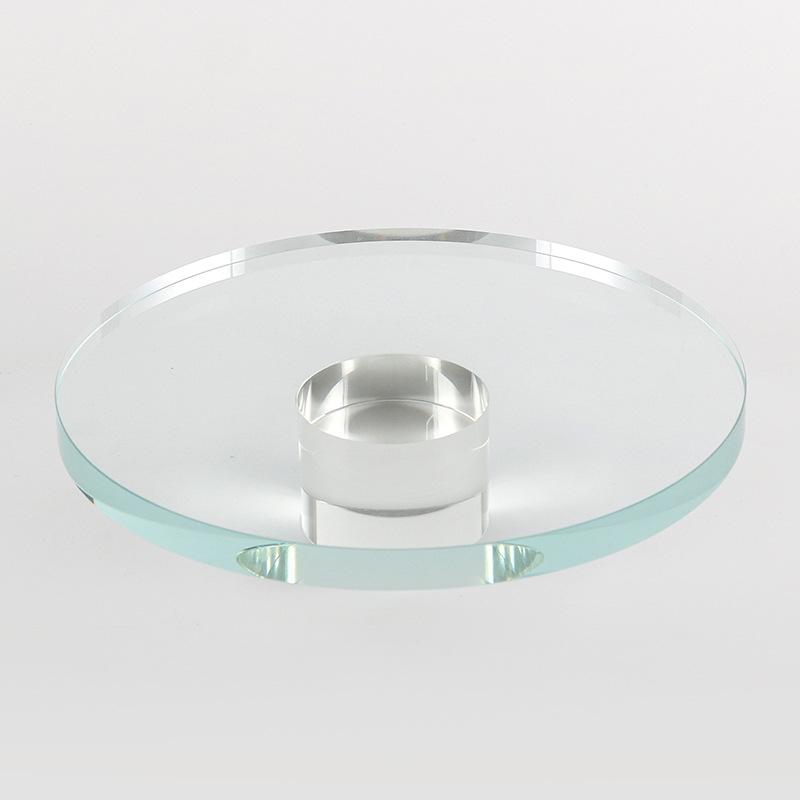 Nordic Minimalist Ornaments Crystal Round Tall Fruit Plate Desktop Art Light Luxury Model Room Transparent Tray Decoration