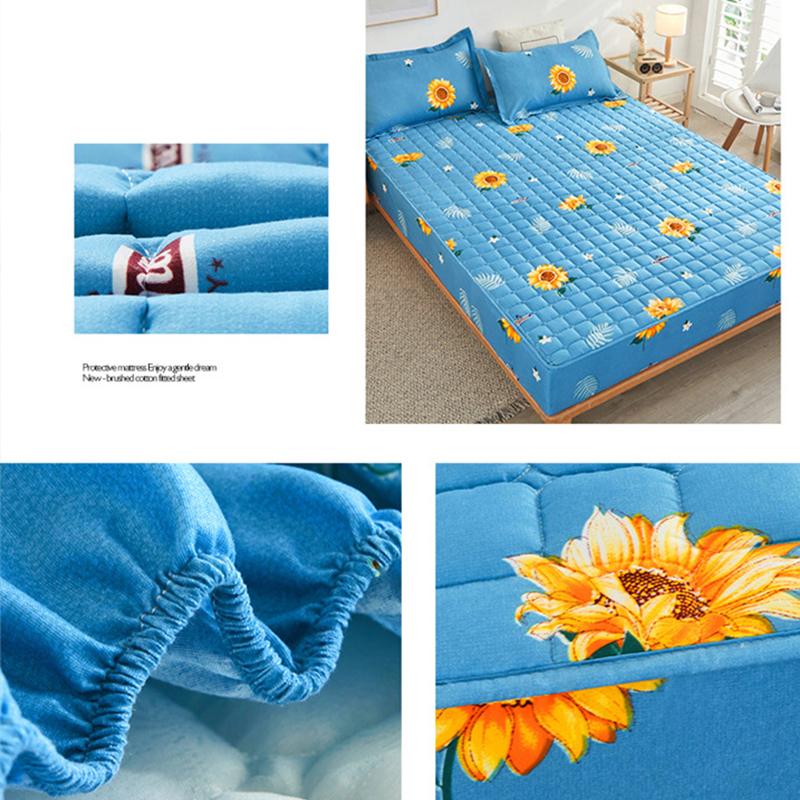 Weiches Bettlaken Matratzenbezug Baumwolle Verdicken Gesteppte Tagesdecke Elastische Laken Spannbettlaken Matratzenauflage Rutschfestes Laken Staubschutz Kein Kissenbezug