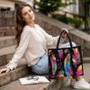 Colorful Feather Pattern Tote Bag Large Capacity Daily Use Shoulder Bag Fashion Casual Handbag for Shopping Travel