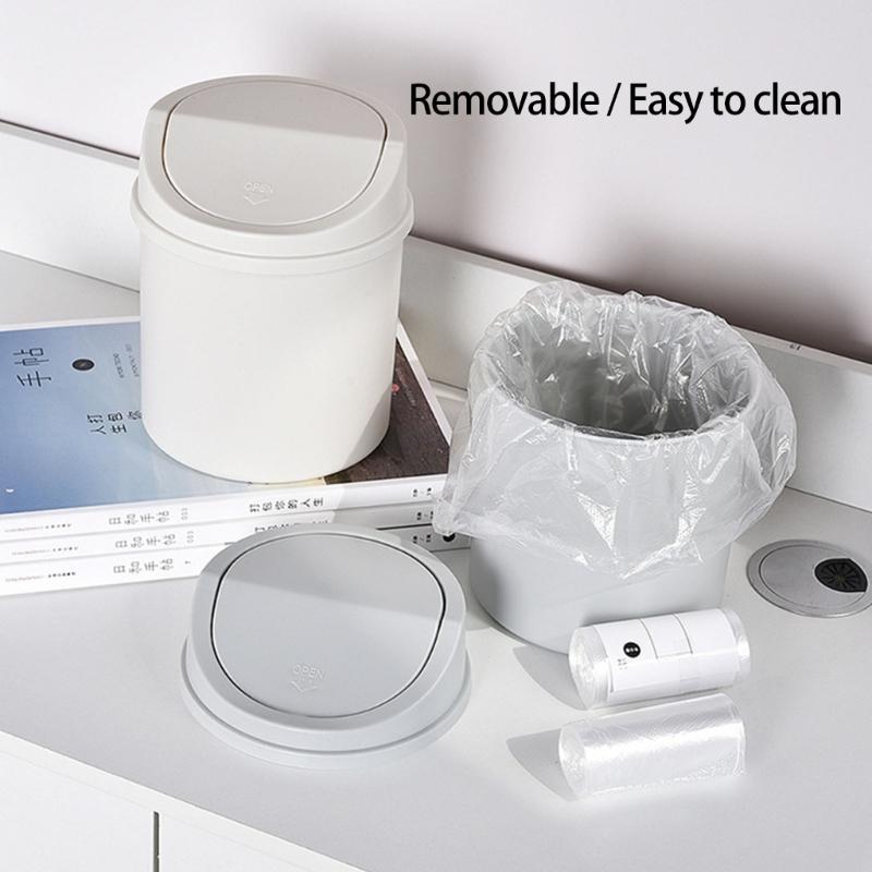 Lixeira Portátil Pequena de Mesa com Tampa sem Odor para Sala de Estar, Quarto, Escritório, Mesa de Leitura, Organização