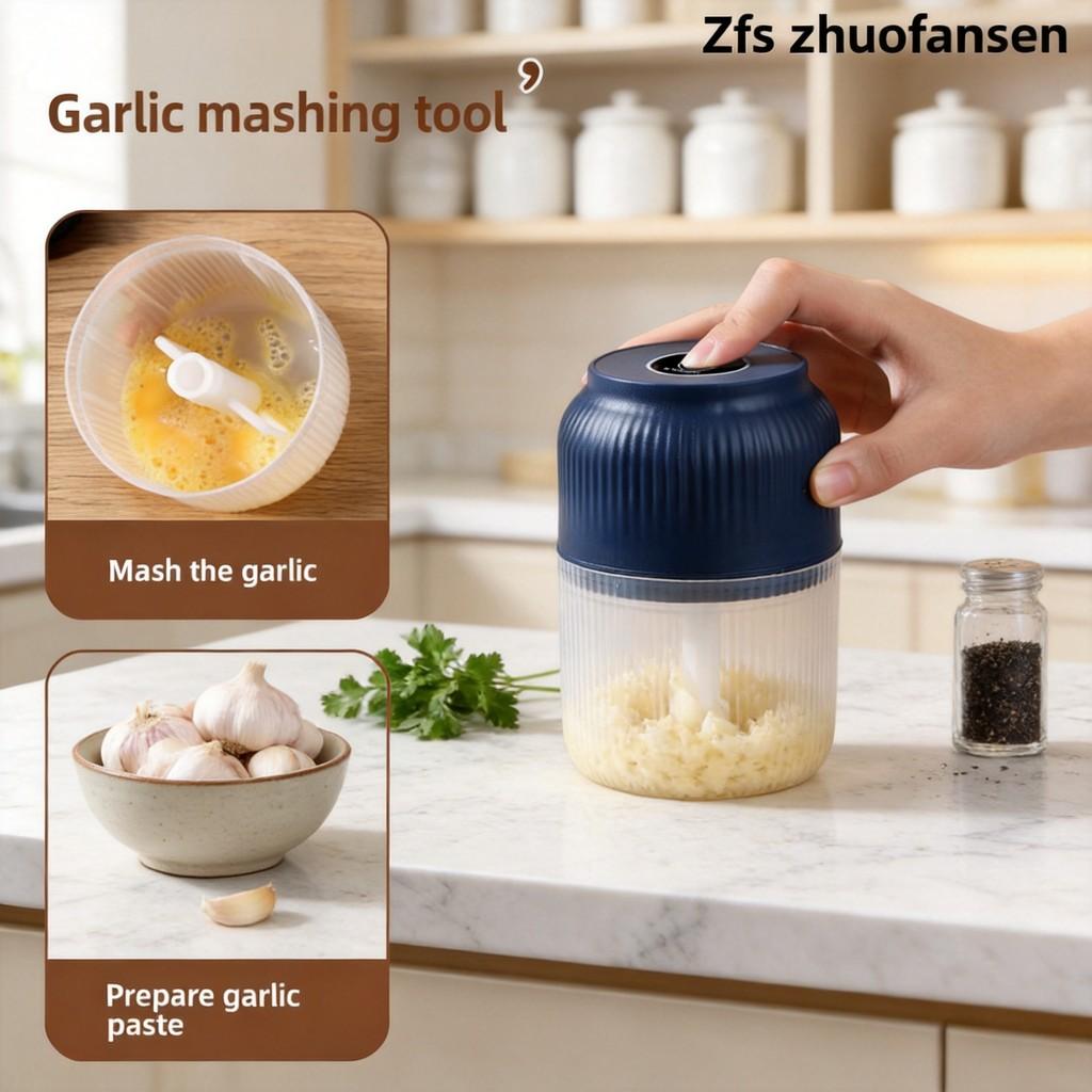 Electric Garlic Crusher Grinder With Rechargeable Battery And 6blade Cyclone Cup For Home Kitchen