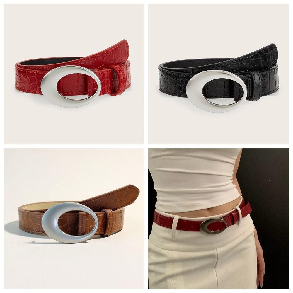 Harajuku Pu Leather Waistband Korean Style Jeans Waistband Adjustable Retro Y2k Belt  Lady