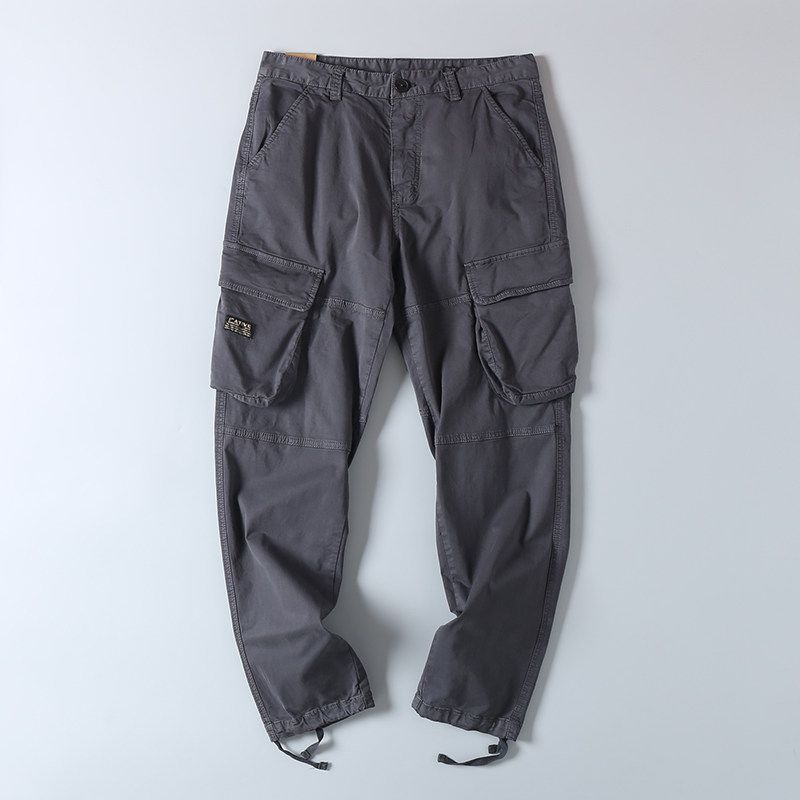 Export Export Tail Goods Spring & Fall Outdoor Multi-Pocket Cargo Pants Men's Fashion All-Match Pure Cotton Washed Loose Casual Pants