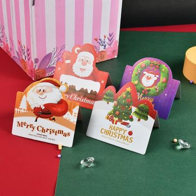 10Pcs Christmas Greeting Card Kids Mini Christmas Blessing Greeting Cards Envelope New Year Postcard Gift Card Xmas Party