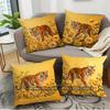 Embroidered Style Tiger & Daisy Throw Pillow Covers Pattern Cushion Cover Suitable For Sofa Bedroom Car Pillow Cover