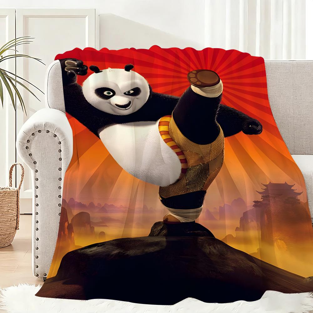 Kung Fu Panda Throw Lightweight 240g Flannel Blanket Soft Skin-friendly for Summer Cooling