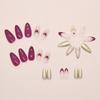 24pcs Manicure Long Almond False Nails French Flower Starburst Press On Nails Detachable Aurora Fake Nails DIY