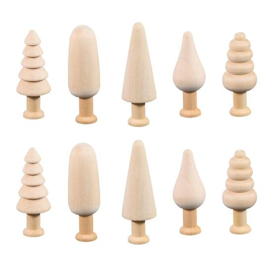 10Pcs/Set Wood Ornaments Multiple Styles No Glitch Eco-friendly Creative Anti-deformation DIY Round Corners Kids Toy Mushroom Ornaments Home