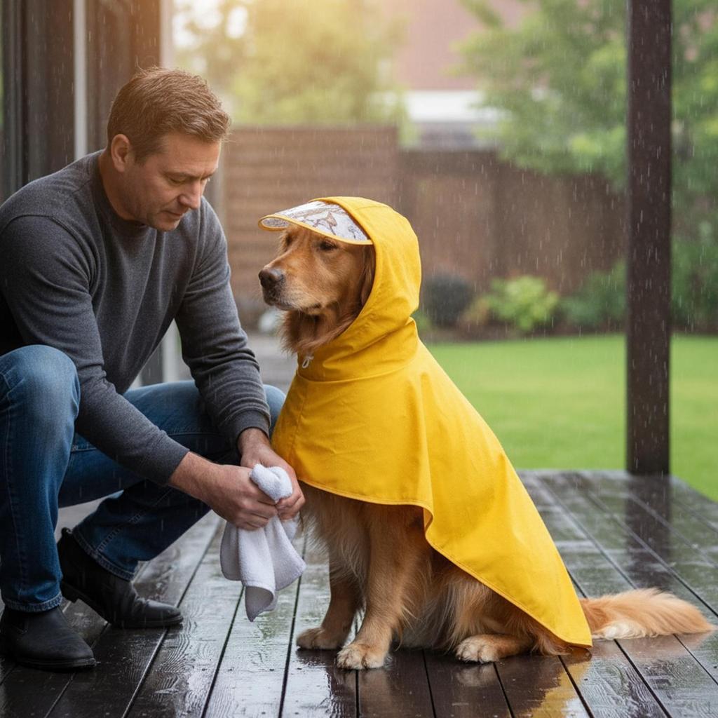 Dog Poncho Hooded Raincoat, Breathable Convenient Rain Jacket, Pet Cape for Medium Dogs