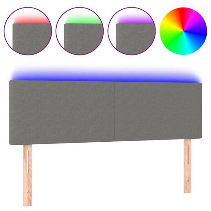 VidaXL Tête de Lit à LED Meuble de Chambre à Coucher Accessoire de Lit Double Tête de Cadre de Lit Intérieur Gris Foncé 3121331