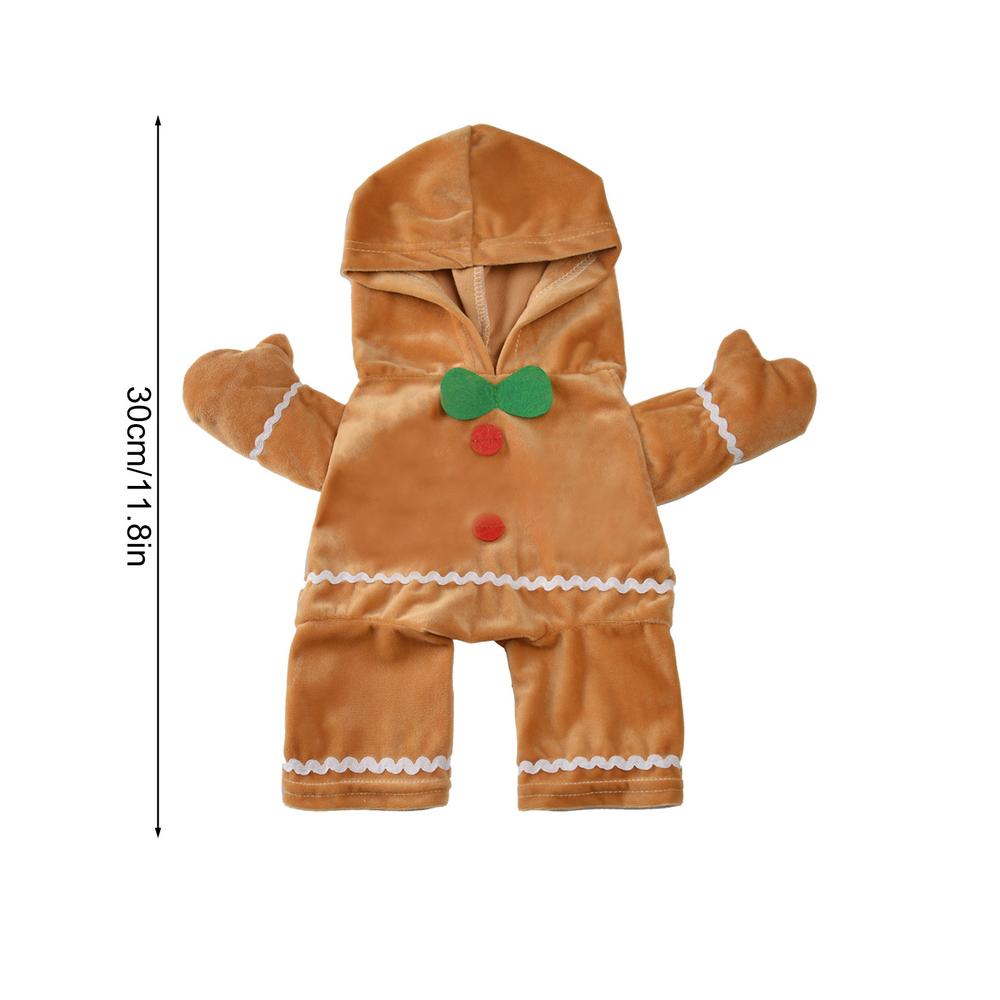 Dog Gingerbread Costume Soft Puppy Costume Hoodie Gingerbread Man Pet Puppy Cat Stand Up Costume For Cats Dogs Puppy Pets S