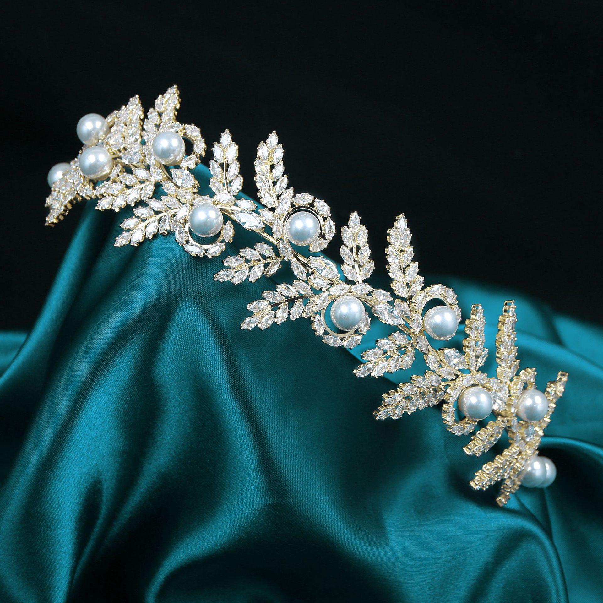 

Европейские и американские свадебные аксессуары для волос в корейском стиле, принцесса, свадебная тиара, циркониевая повязка на голову, повязка на голову, кружевное платье