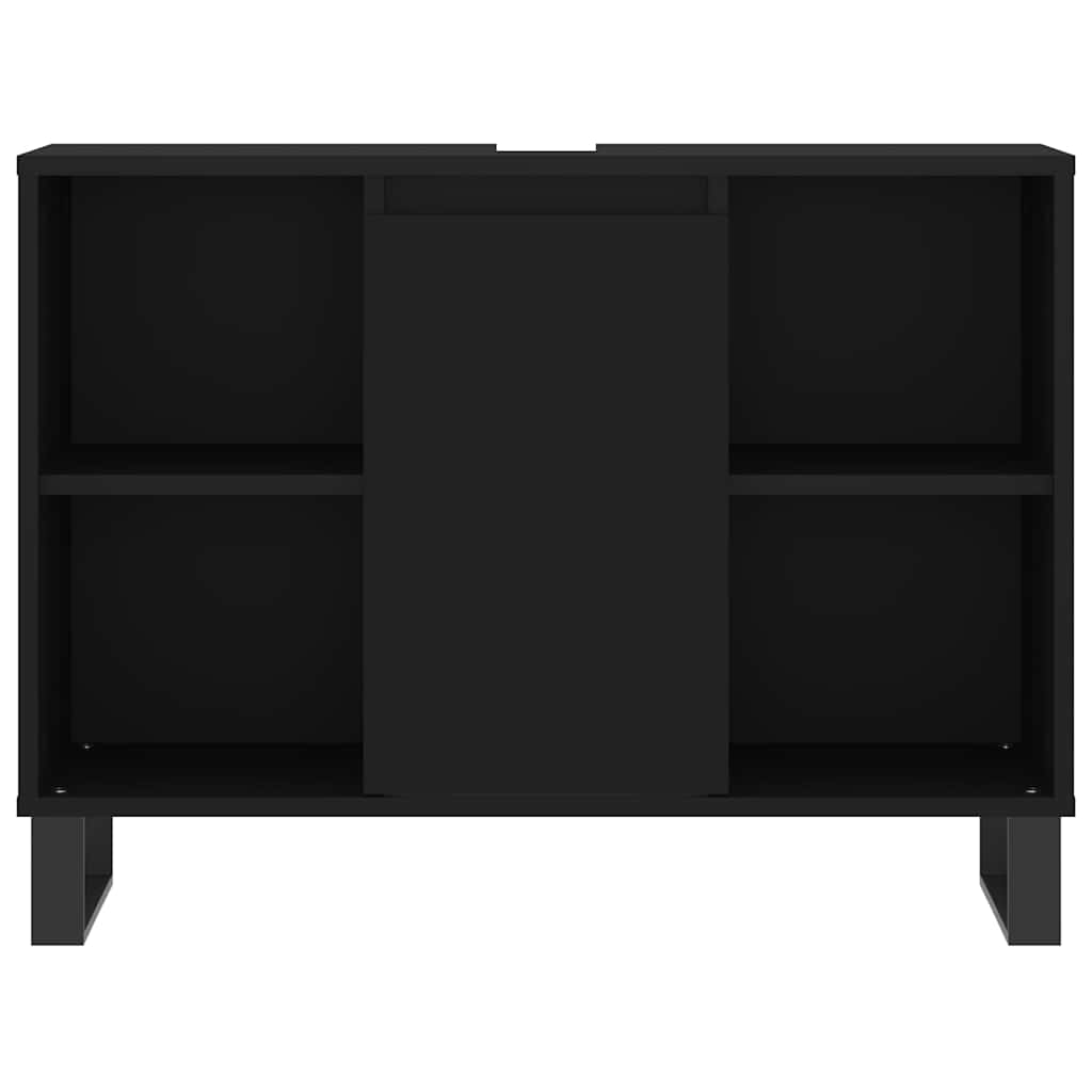 Minimalistischer quadratischer Badezimmerschrank mit zwei offenen Regalen an den Seiten, multifunktionaler Stauraum, 80x33x60 cm