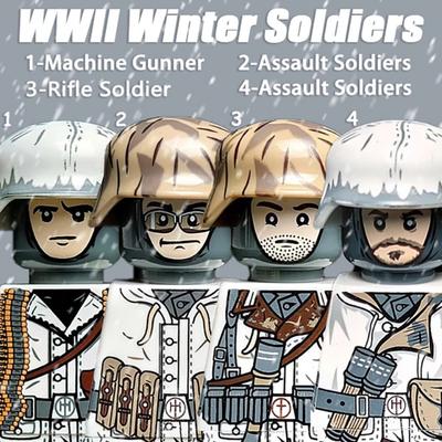 MOC Deutsche Militär Winter Soldaten Figuren Armee Infanterie Bausteine Helme Steine Spielzeug Jungen Geschenk