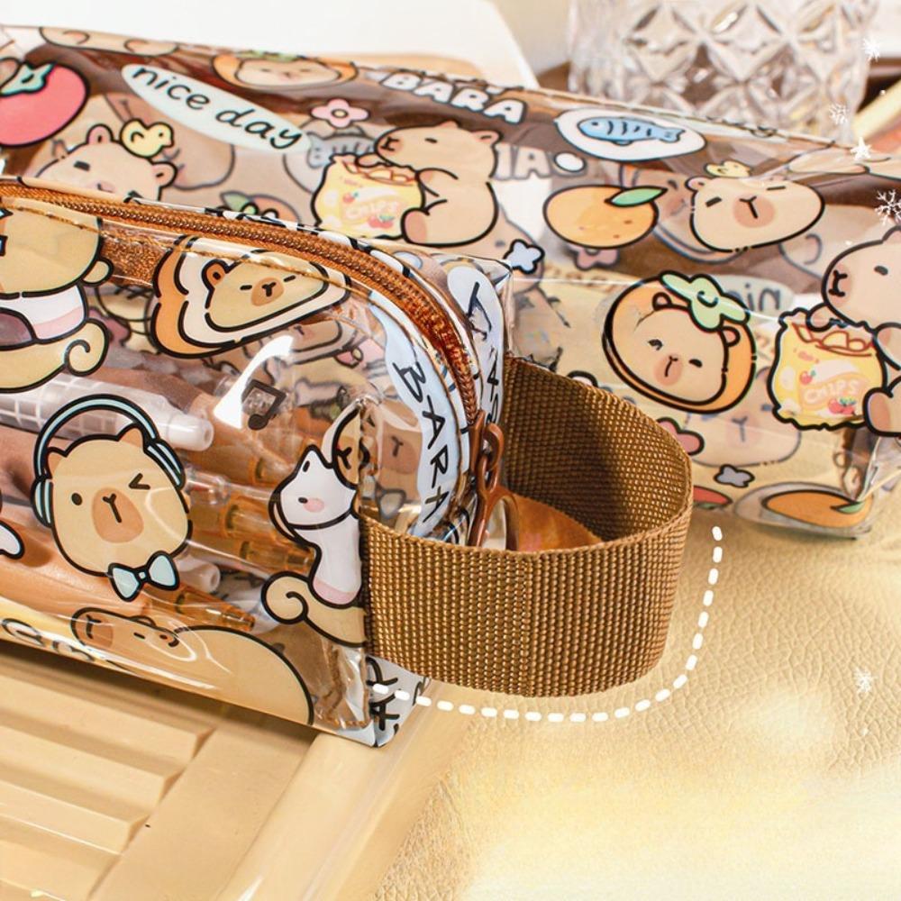 Transparent Pencil Cases Cute Capybara Students Stationery New Pen Bags  School Office Supplies