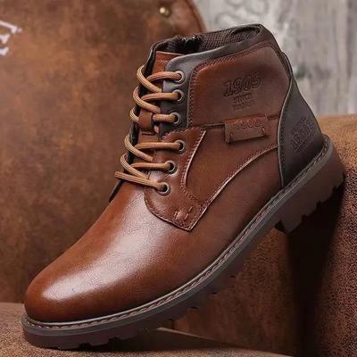 Handgemaakte Heren Laarzen Herfst Winter Heren Enkellaarsjes Outdoor Vintage Bruine Laarzen Enkel Werklaarzen Rundspees Zool Zapatillas Heren