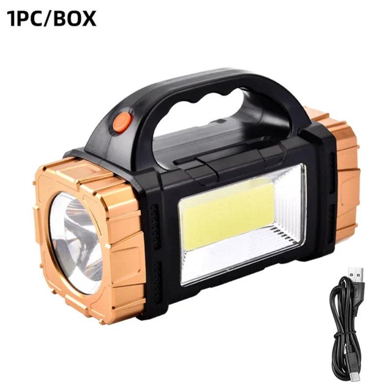 High Power Rechargeable LED Flashlight Multifunctional Portable Light with Side Light Waterproof Multiple Lighting Modes
