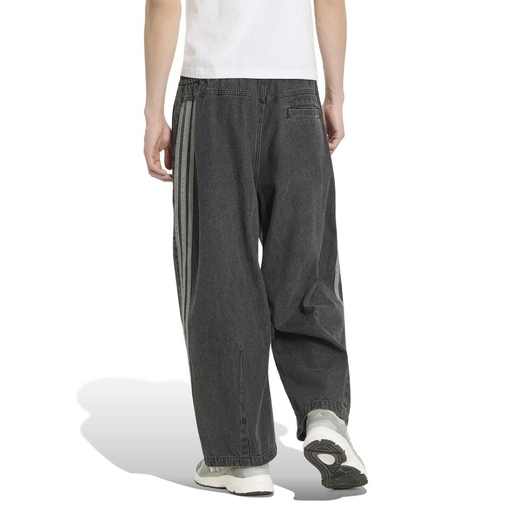 Jersey Bottom Stadium Loose Washed Denim Pants M1919 Black L [Adidas] Men's (KV5882)