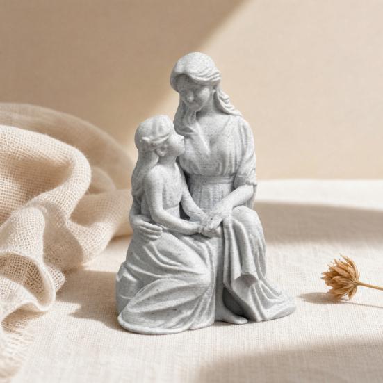 3D Printed Mother and Daughter Figurine, Mom And Daughter Hugging Statue, Loving Sculpture Heartfelt Home Decor Gift for Mother's Day Christmas or