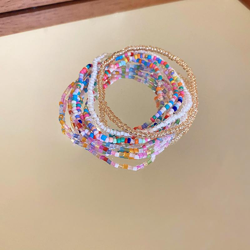 Bohemian Style Stacked Rice Bead Bracelet Seven-piece Set High-end Dopamine Bracelet Niche Fresh Jewelry Wholesale