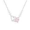 Pink Zirconium Love Necklace Women'S Light Luxury Simple Sweet Wind Slightly Inlaid Pendant Accessories