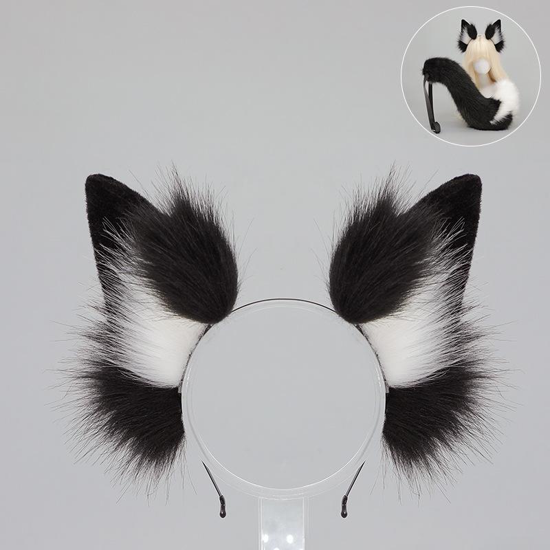 Handmade Fox Girl Beast Ear Girl Headband Comic Show Demon Fox Tail Cos Props Halloween Fox Ears Tail Set