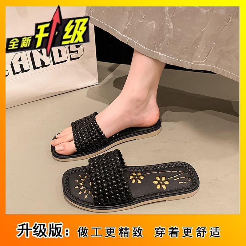 2025 summer new fashion versatile flat-bottomed fairy style home cool slippers wear Internet celebrity non-slip slippers