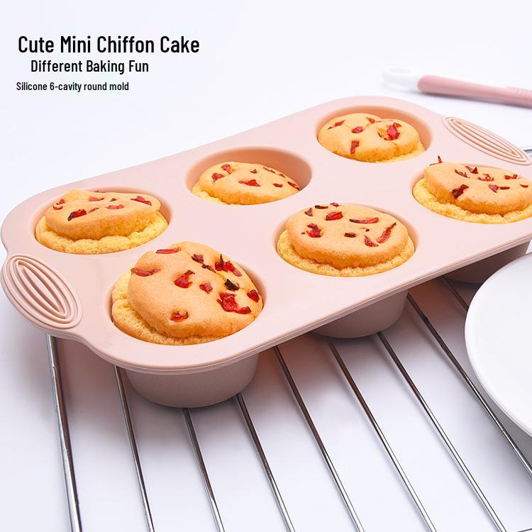 6-Cavity Silicone Muffin Cup Mold for Baking, Easy Release, High Temperature Resistant