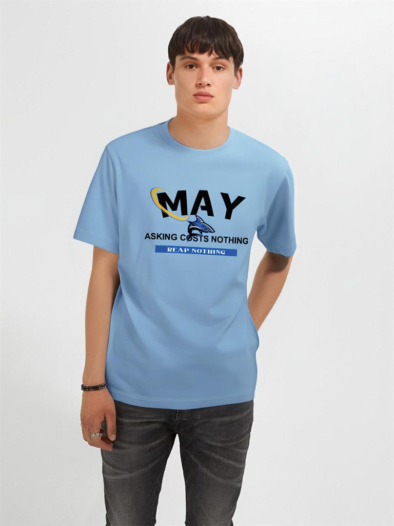 May Men's Casual Loose Short Sleeve T-Shirt 100% Cotton Round Neck Top