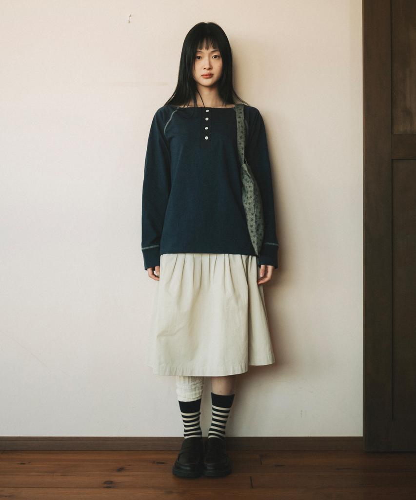 Ohesio Pleated Cotton Midi Skirt, Beige