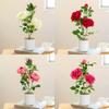 Artificial Rose Flowers Bonsai Fake Plant Potted Ornaments For Home Room Desktop Decoration Wedding Party Garden Floral Decors