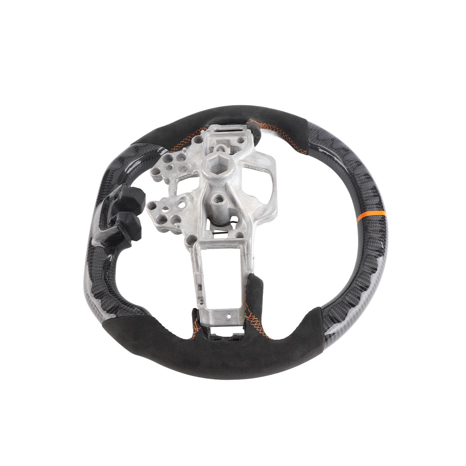 

Рулевое колесо из углеродного волокна, замша, с оранжевой строчкой 12 OКольцо с часами подходит для EcoBoostGTShelby