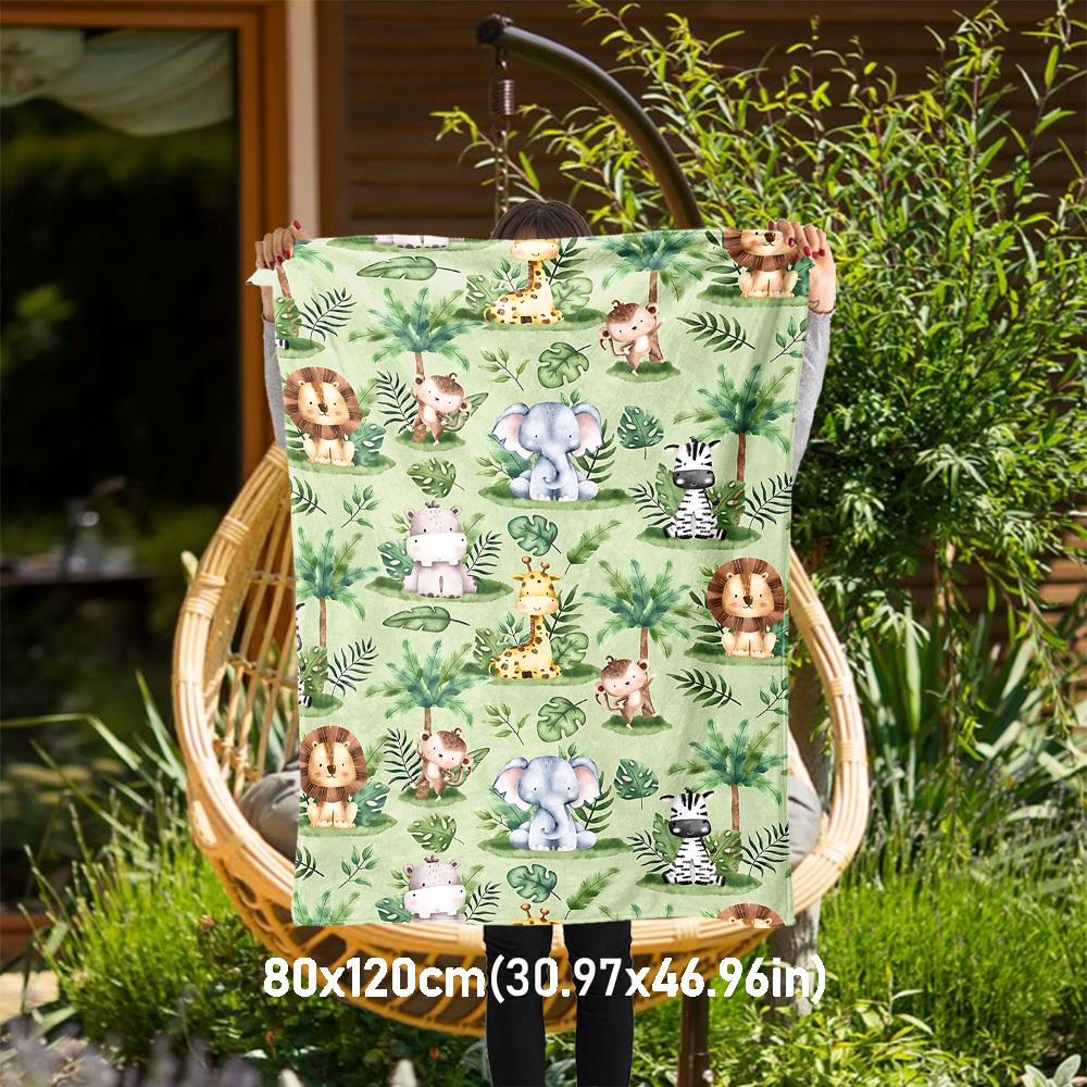 

1PC jungle animalsOutdoor Flannel Blanket - Soft Plush Decor for Picnics, camping, Bedroom, Playroom, Office, or Lunch Break 1356A 80x120cm(31x47inch)