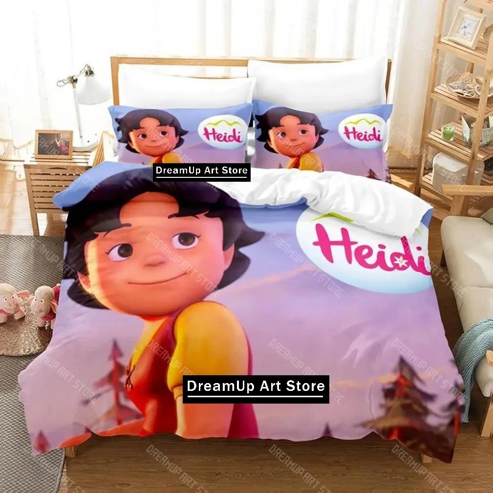 Alps Heidi Bedding Set,Maiden Of The Alps Bedding Set Girl From,Funny Heidi And Family Cartoon Print Quilt Cover Pillowcase