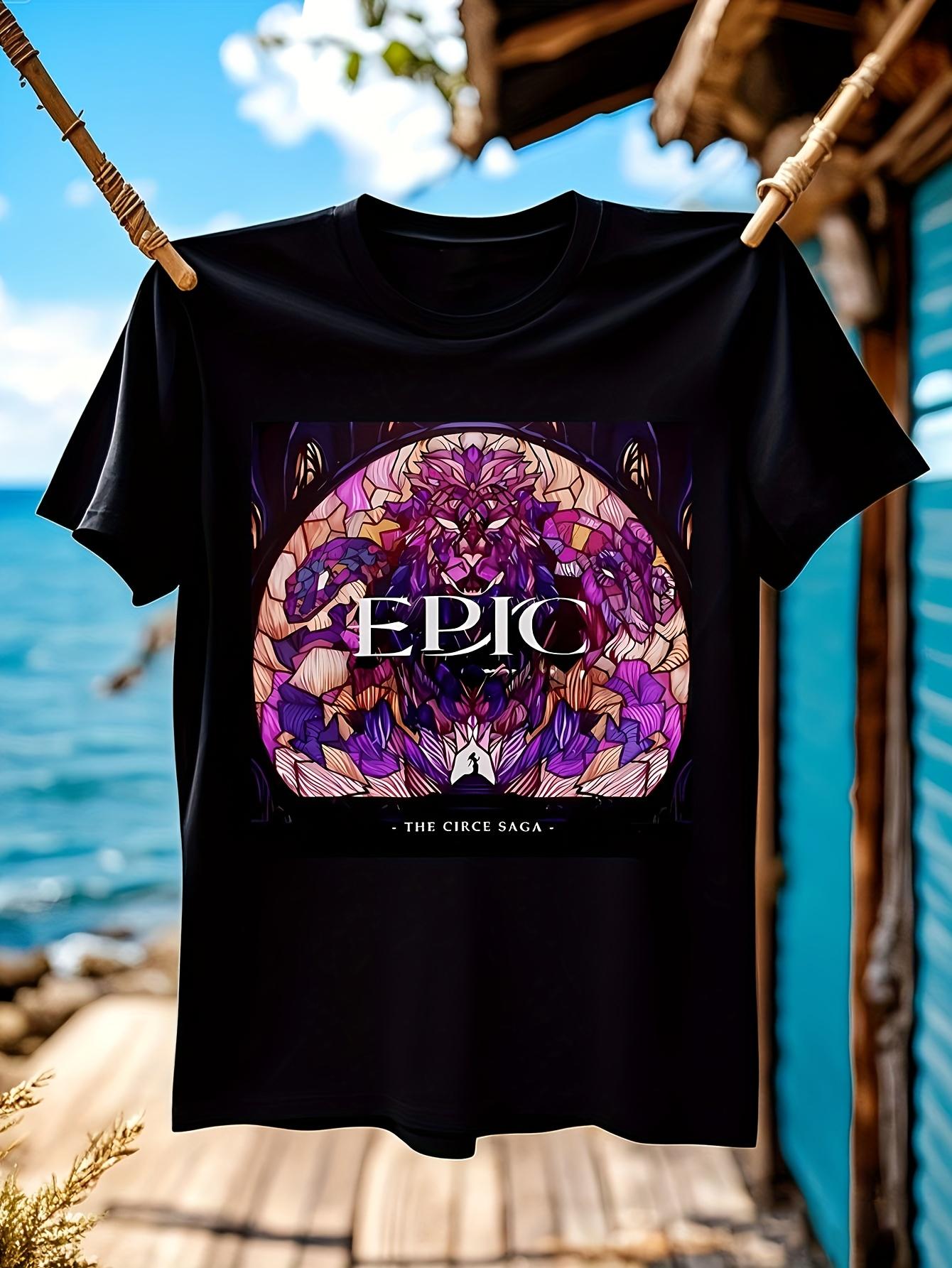 Epic The Musical Circe Saga Graphic T-shirt - White Tee with Epic Purple & Pink Fantasy Design M