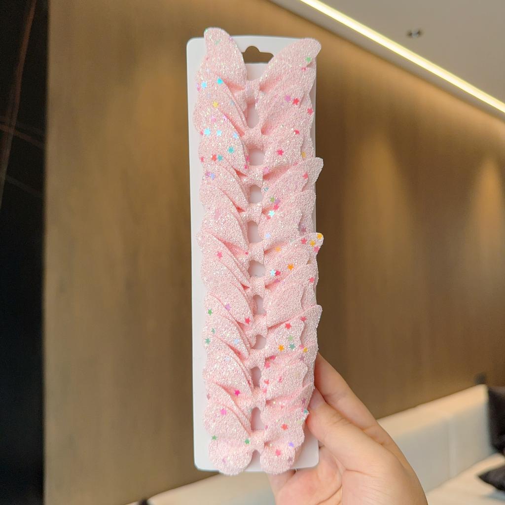 10Pcs/Set New Fashion Solid Butterfly Hairpin Accessories Lovely Girls Hairpins Children Headwear Hairgrip Sequins Hair Clips