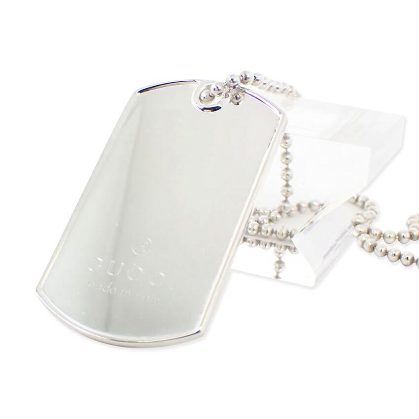 Pre-owned GUCCI SV925 DOG Tag Pendant Necklace j42-10