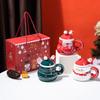 Large Capacity Snowman & Santa Claus Ceramic Mug Set with Lid & Spoon – Ideal Christmas Gift