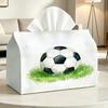 2D Flat Football Field Tissue Box Holder - Soccer-Themed Dual-Purpose Storage & Decor with Smooth Sheet Dispenser, Compatible for Rolled/Pulled Tissue
